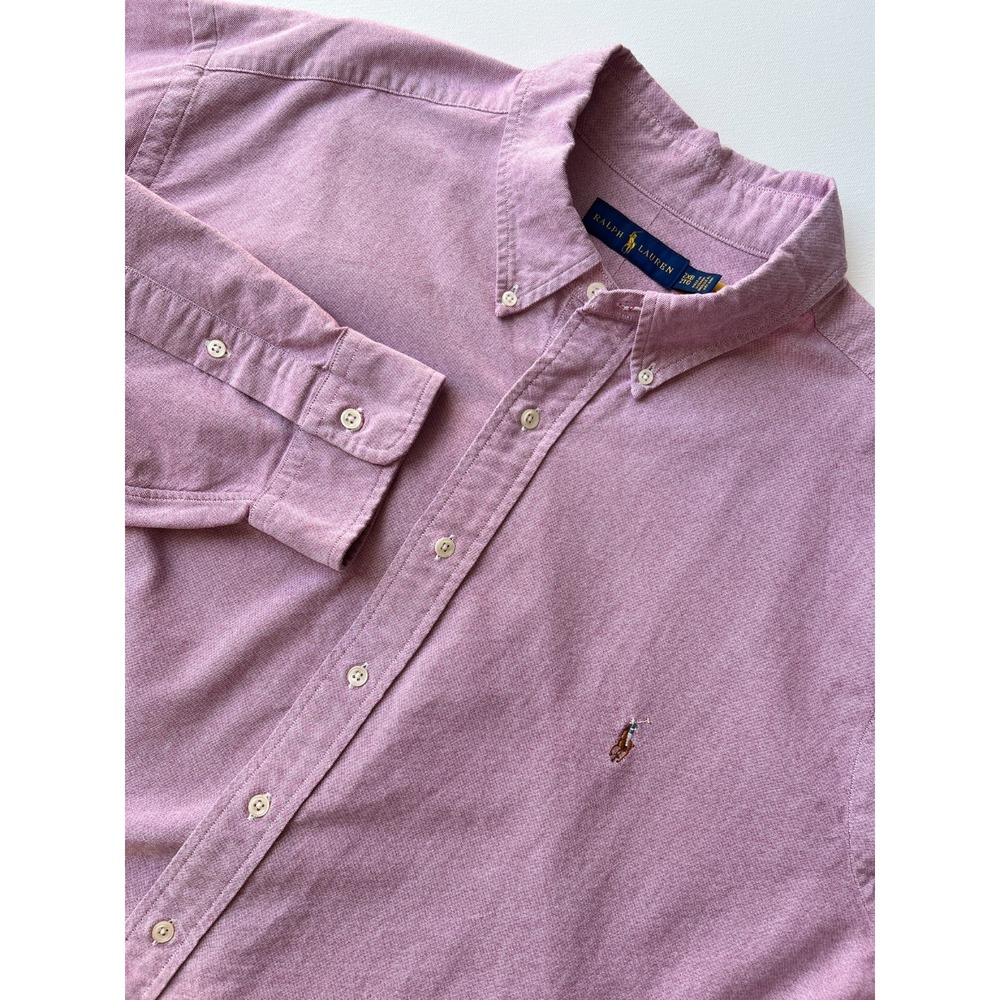 Polo Ralph Lauren 2XB Big Button Up Shirt Men Classic Red Pink Multicolor Pony